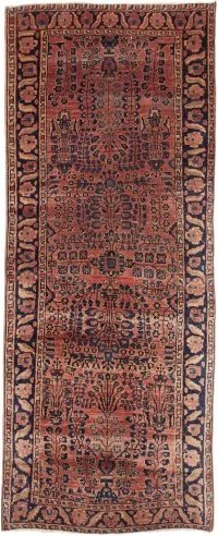 Antik Stilizzato Rosso Ruggine Blu Scuro Corsia 75x195 Cm