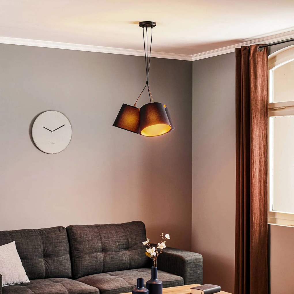 Duolla Lampada a sospensione Twiggy, 3 luci, nero