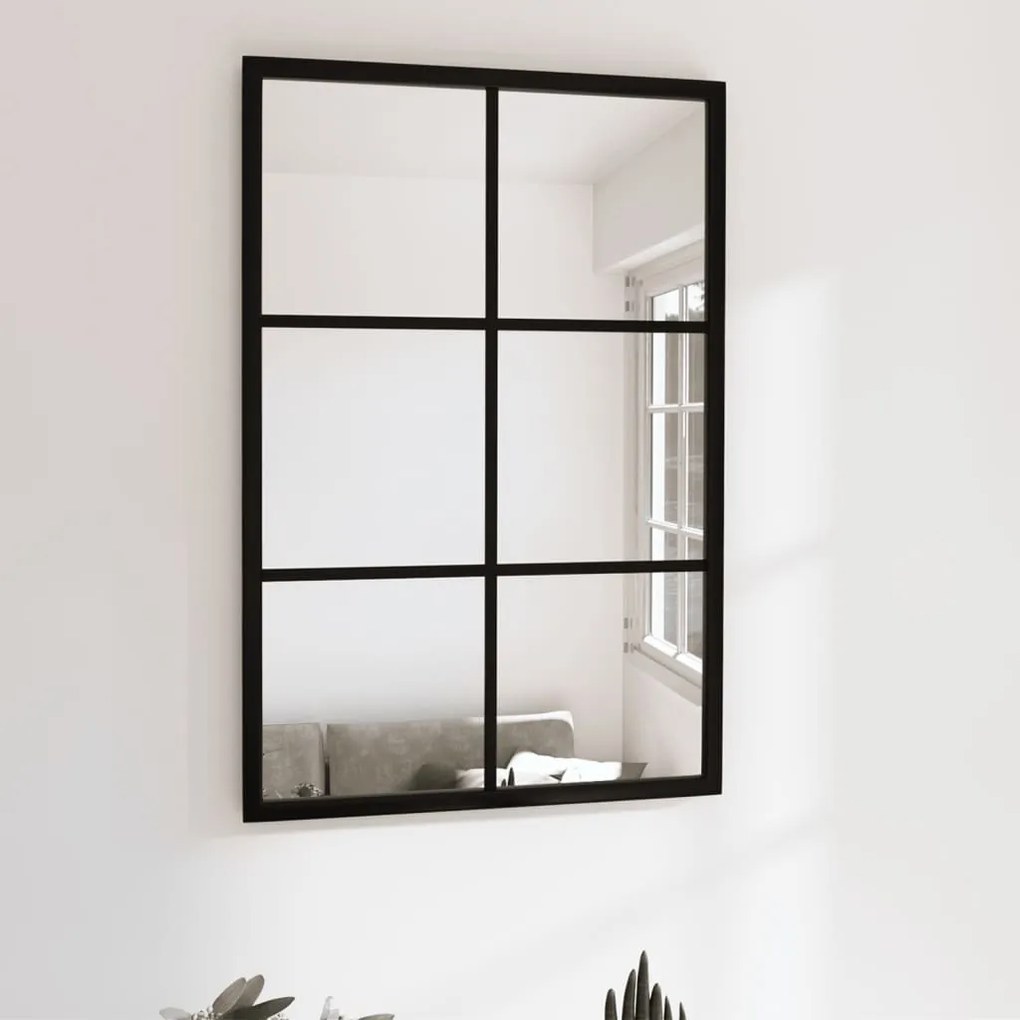 Specchio Da Parete Nero 60x40 Cm İn Metallo /