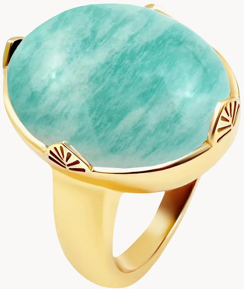 Anello placcato in oro con amazonite Neo
