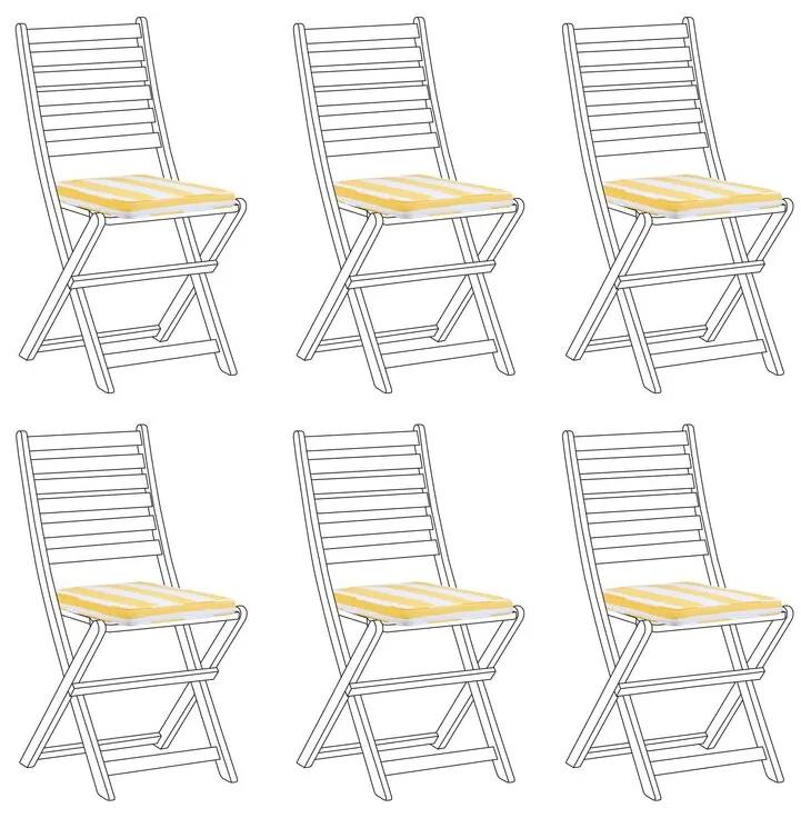 Set di 6 cuscini sedie giallo e bianco 31 x 39 cm TOLVE Beliani