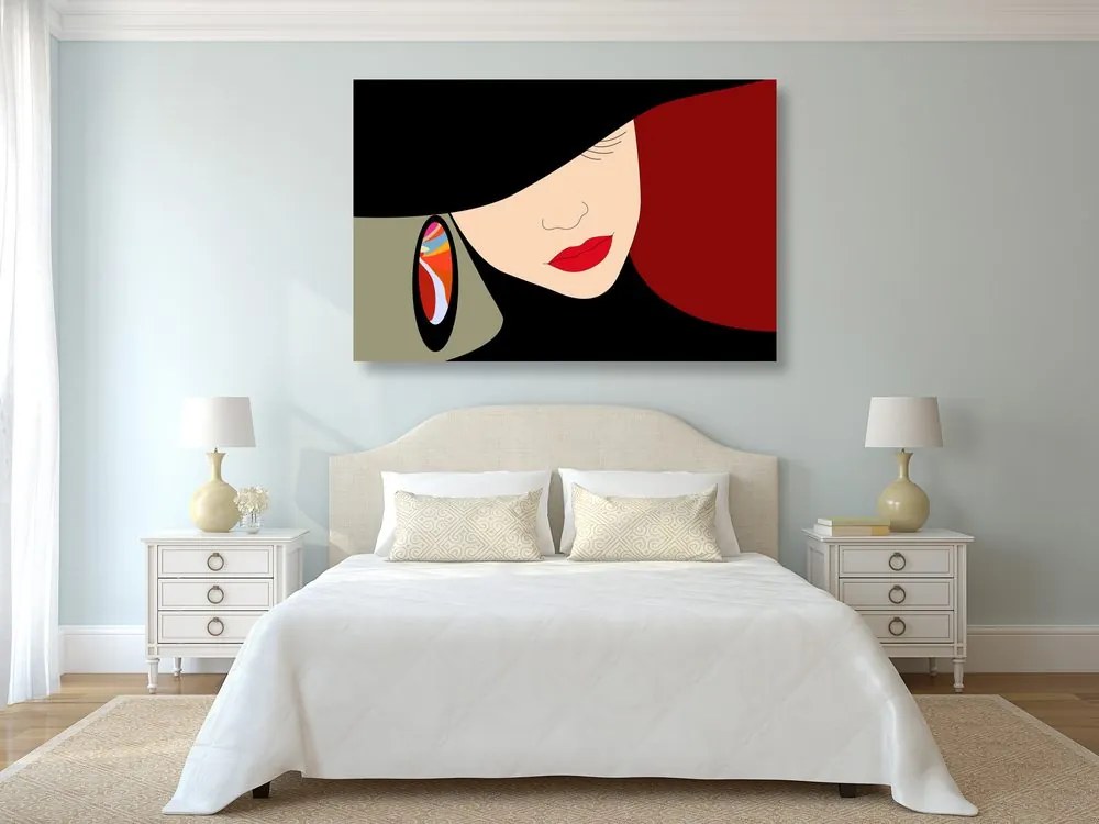 Quadro su tela – Signora elegante con cappello