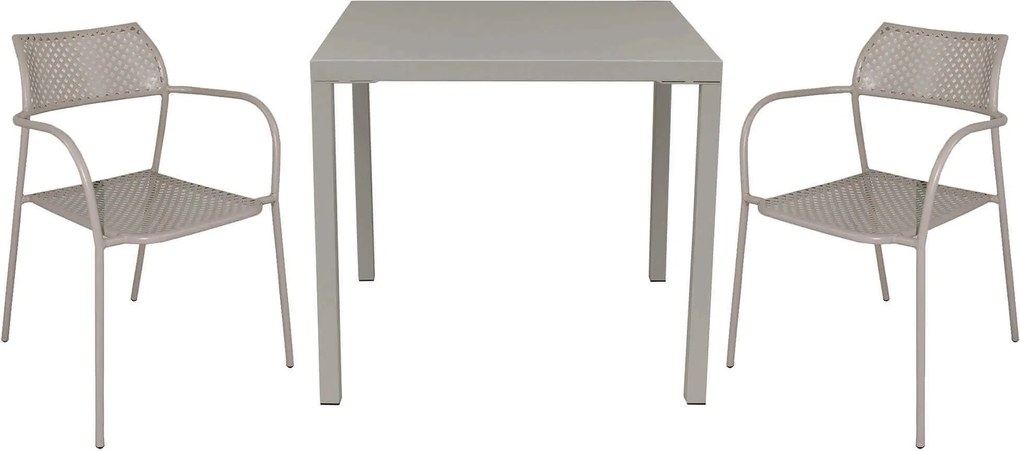 INDEX - set tavolo in metallo cm 80 x 80 x 73h con 2 poltrone Aviim