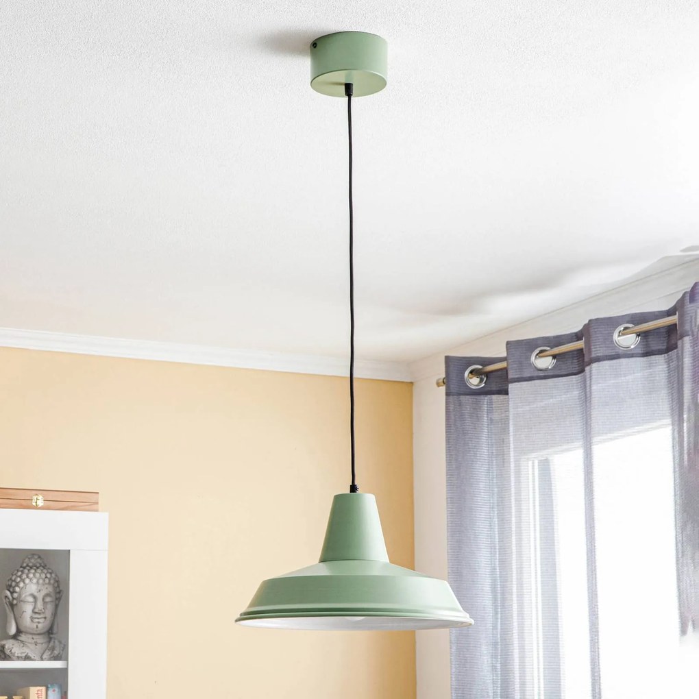 Luminex Lampada a sospensione Class in metallo, verde/bianco
