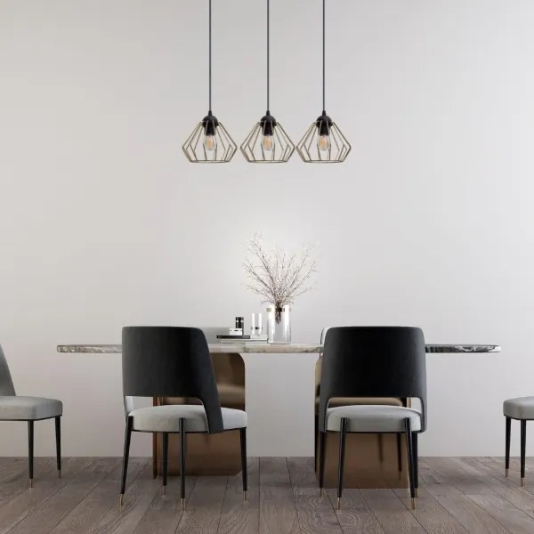 Lampadario a sospensione con filo CEED GOLD 3xE27/60W/230V nero/oro