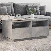 Tavolino da Soggiorno con Luci LED Grigio Cemento 90x49x40 cm 839836