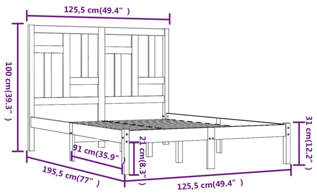 Giroletto Miele in Legno Massello 120x190 cm Small Double