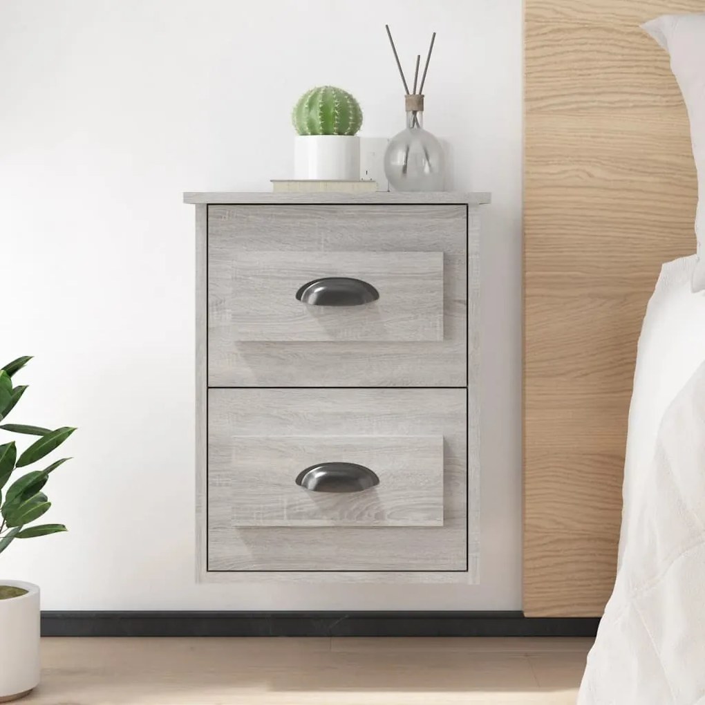 Comodini A Parete 2 Pz Grigio Sonoma 41,5x36x53 Cm /
