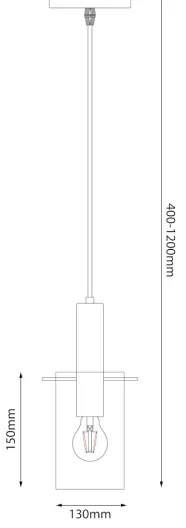 Lampadario a sospensione con filo ARCADIA 1xE27/60W/230V diametro 13 cm nero/fumé