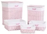 Set di Cesti DKD Home Decor Rosa Poliestere Per bambini vimini (44 x 34 x 56 cm)