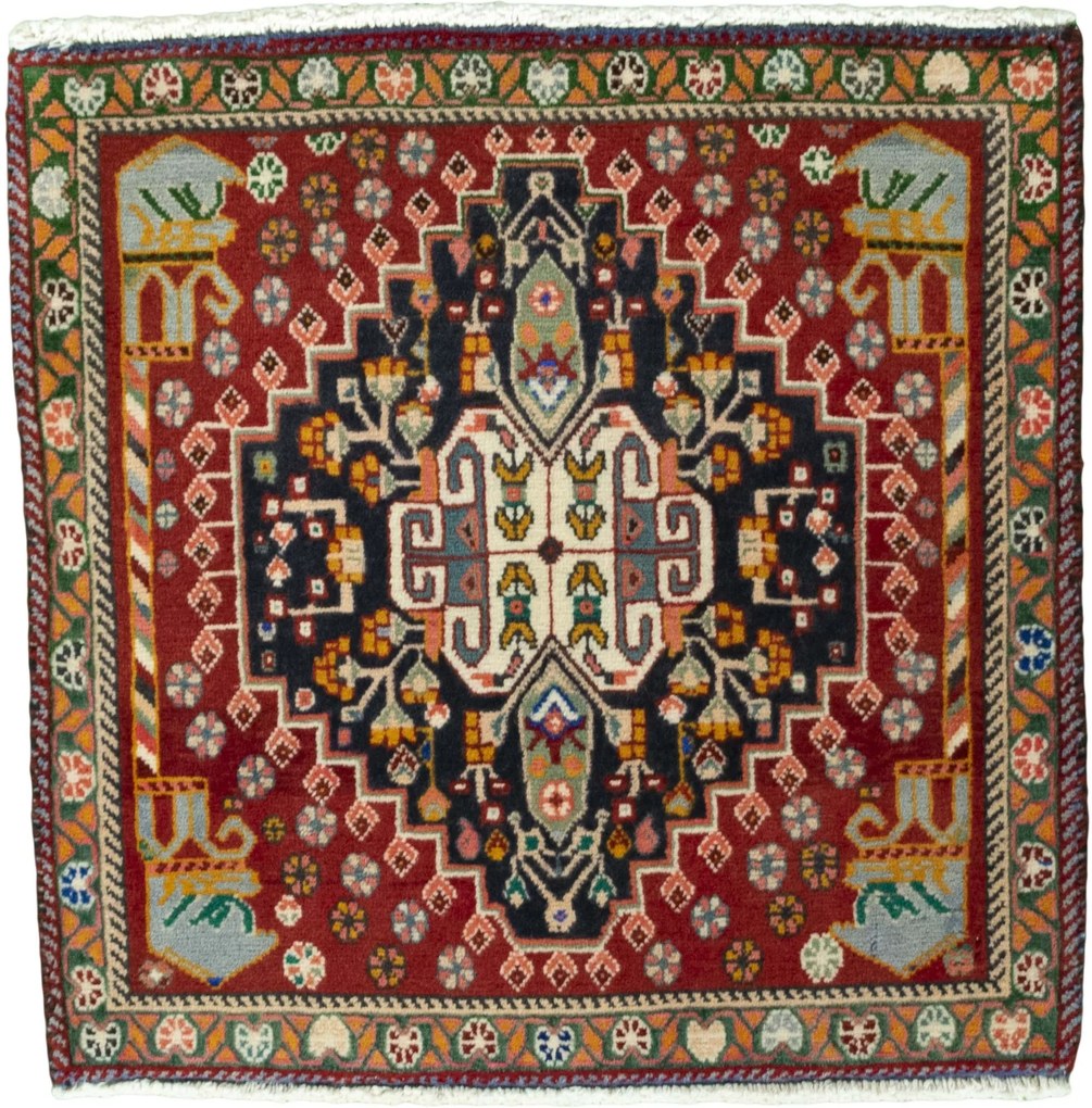 Shiraz Tappeto 60 x 60 Rosso (Iran) Annodato A Mano