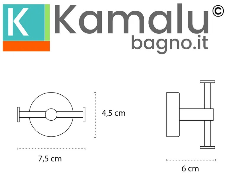 Kamalu - Appendiabiti bagno con doppio gancio laterale in acciaio inox nero opaco | Monde-N