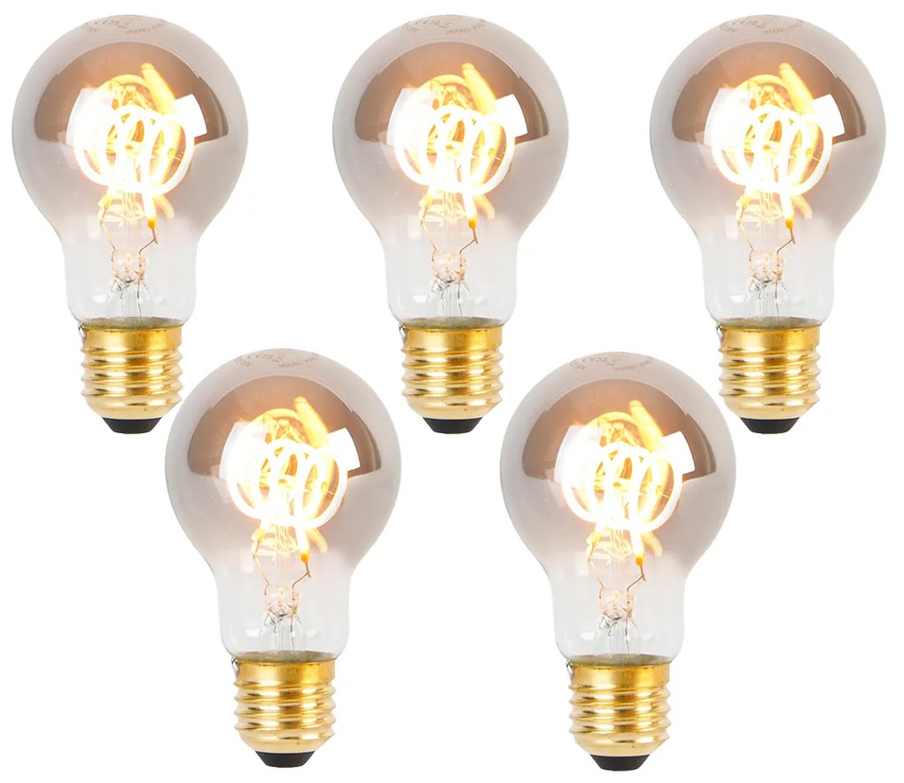 Set di 5 lampadine a spirale E27 LED A60 fumé 4W 120 lm 1800K