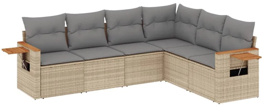 Set Divano da Giardino 6 pz con Cuscini Beige in Polyrattan