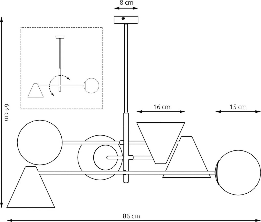Lampadario a sospensione HERMES 6 Black