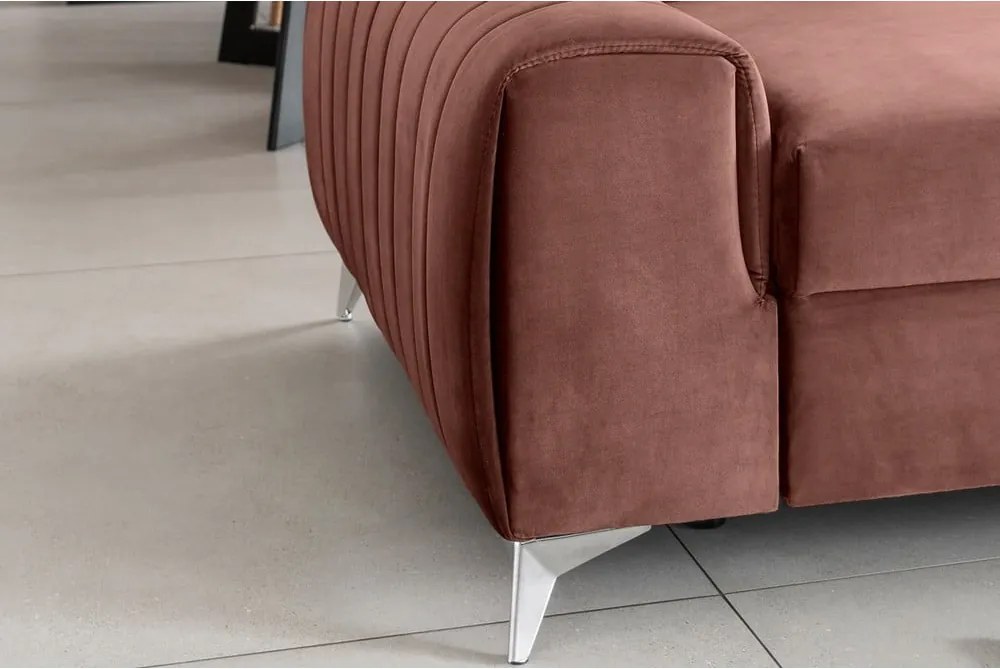 Divano rosa allungabile e rivestimento in velluto 261 cm Laurence – ELTAP