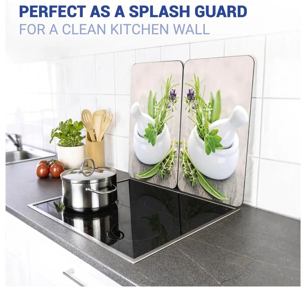 Set di 2 copri stufe in vetro Herbal, 52 x 30 cm Herb Garden - Wenko