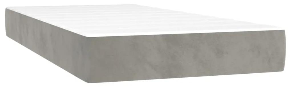 Giroletto a molle con materasso grigio chiaro 90x190 cm velluto