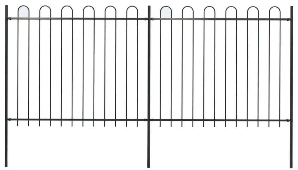 Recinzione Da Giardino Con Punta Tonda Acciaio 3,4x1,5 M Nera /