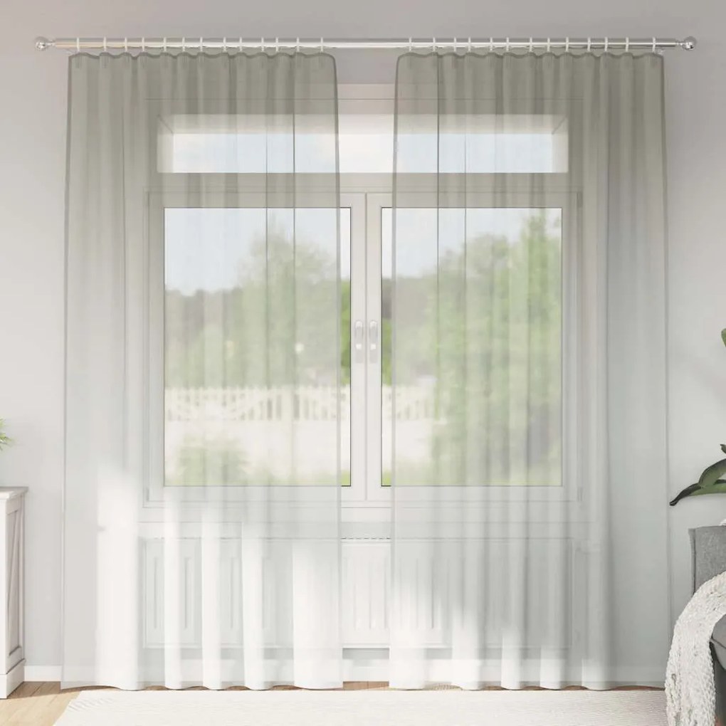 Tende İn Voile Con Passanti 2 Pz Grigio Chiaro 140x245 Cm /