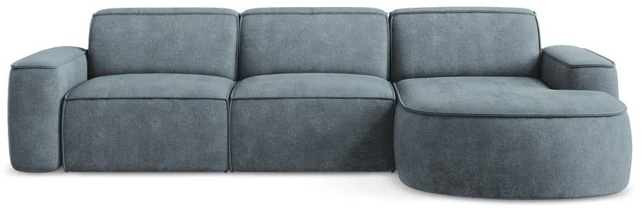 Divano angolare blu polveroso (con penisola a destra/con chaise lounge) con rivestimento in ciniglia Omao – Makamii