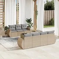 Set Divano da Giardino 8 pz con Cuscini Beige in Polyrattan 3221128