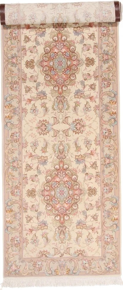 Tabriz Tappeto 340x100 Blu (Iran) Annodato A Mano