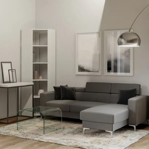 Libreria in legno ad angolo Bianco Frassino 60x204h cm - KATO A