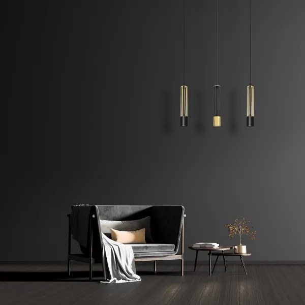 LED Lampadario su corda BARS 3xGU10/4,8W/230V nero/oro