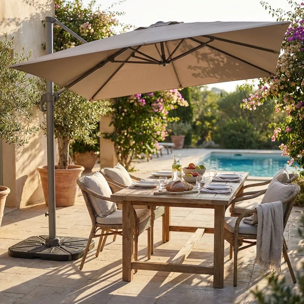 BACTRUS - ombrellone da giardino decentrato 3 x 3 m