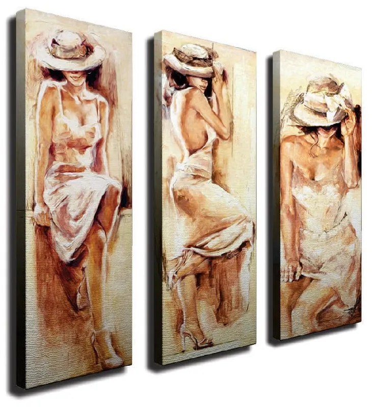 Quadro murale su tela 3 pezzi Romantic Mood - Wallity