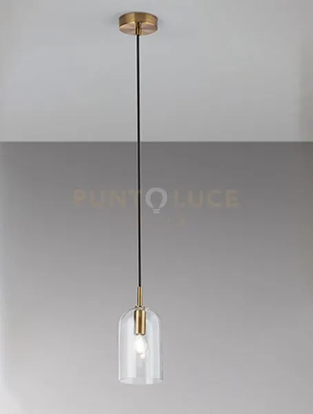 Sospensione coro 1 luce in vetro trasparente piccolo h.18,5cm finit...