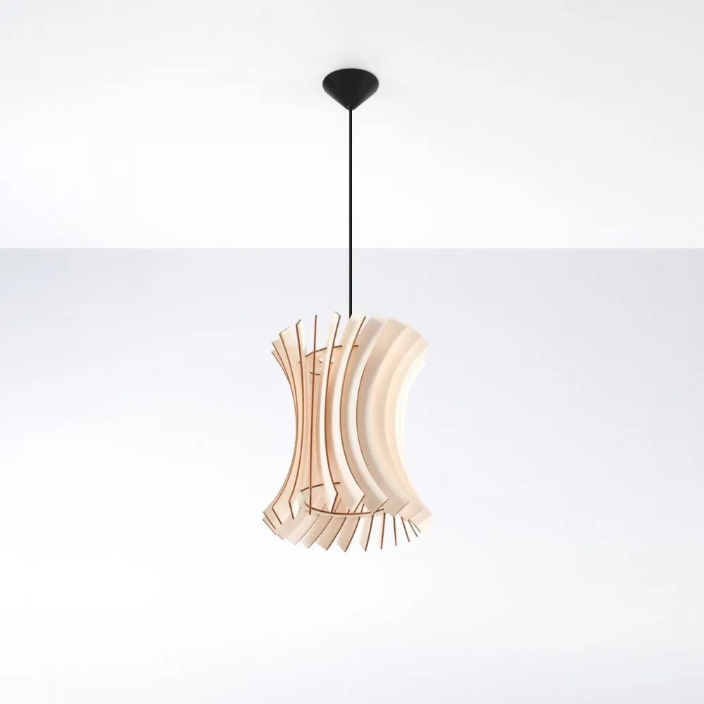 Lampada a sospensione in Legno Naturale ORIANA E27 da interno Colore del corpo Legno