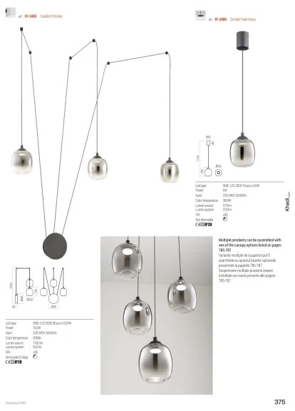Redo 01-3486 - Lampada a sospensione su cavo KHADI LED/6W/230V CRI90 Ø12 cm nero/fumé