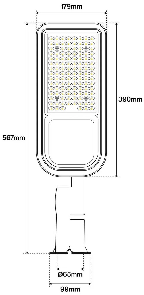 Armatura stradale 100W IP65 - 145lm/W - con Osram chip LED Colore Bianco Naturale 4.000K