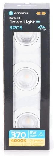 Aigostar - Set da 3 faretti da incasso LED, 5 W, 230 V, 4000 K, Ø 8,5 cm, bianco