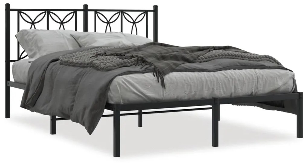 Giroletto Con Testiera İn Metallo Nero 140x200 Cm /