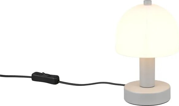 Lampada da tavolo grigia con paralume in vetro (altezza totale 19 cm) Glenn – Trio