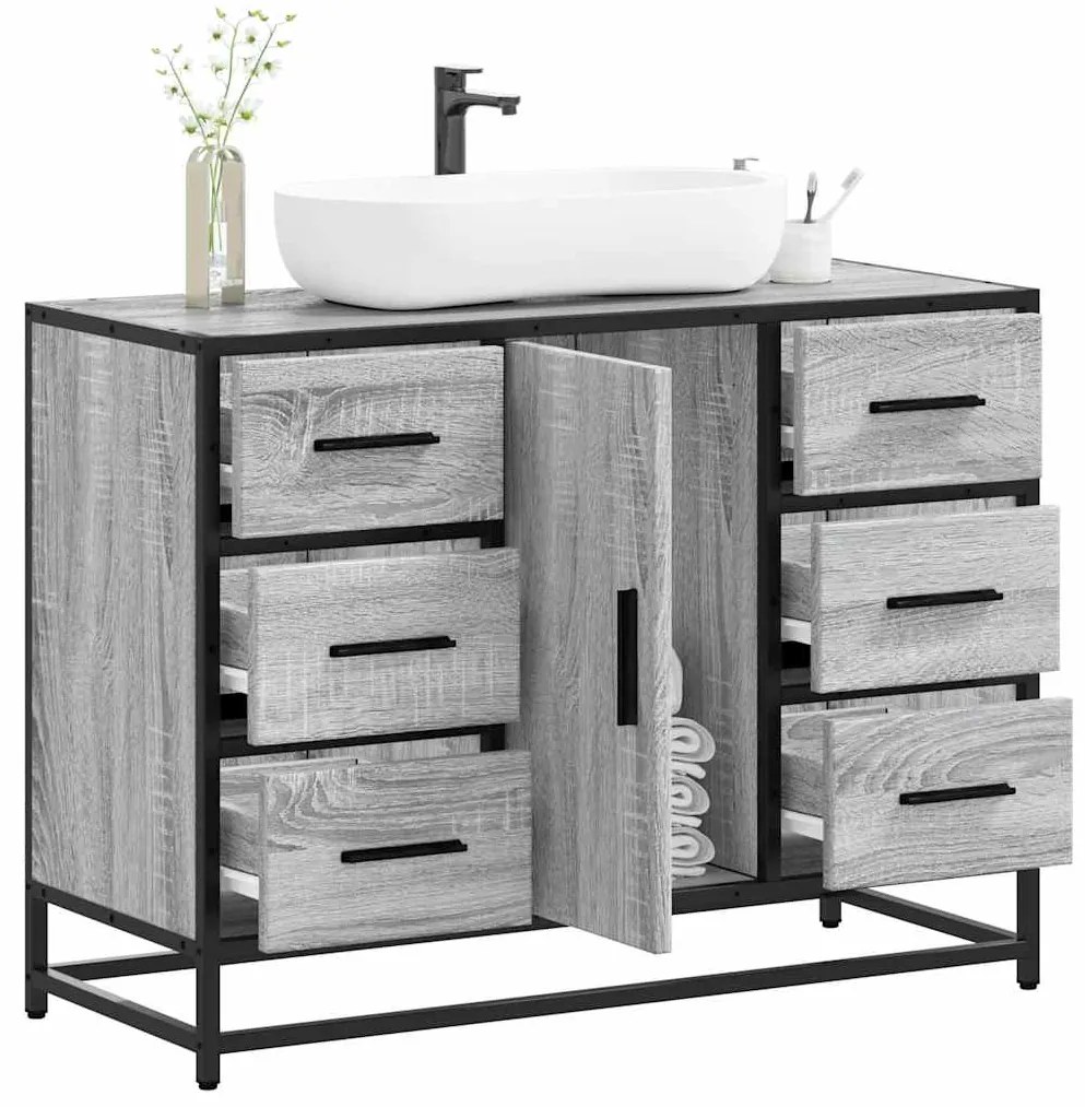 Mobile Lavabo Bagno Grigio Sonoma 60x30x60 Cm Legno Multistrato /