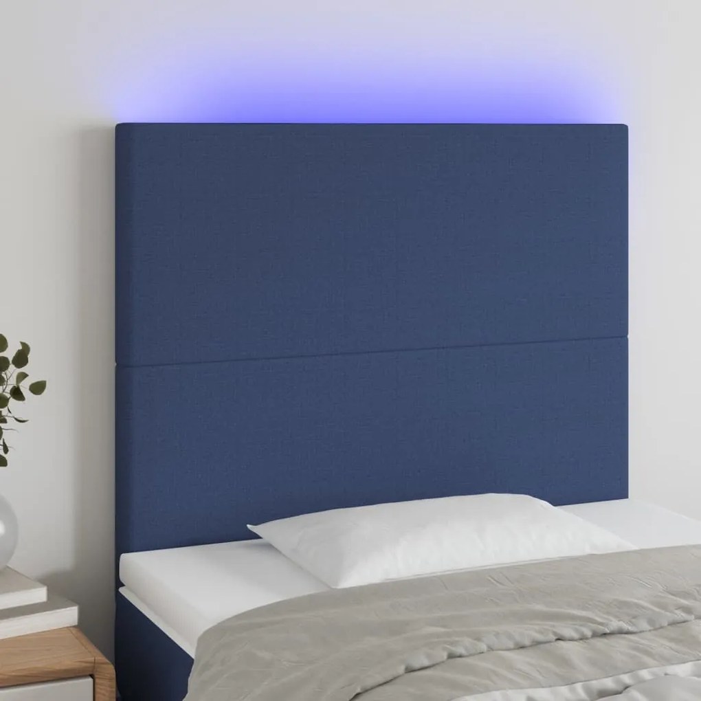 Testiera A Led Blu 100x5x118/128 Cm İn Tessuto /