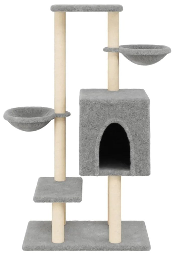 Albero per gatti con tiragraffi in sisal grigio chiaro 117 cm