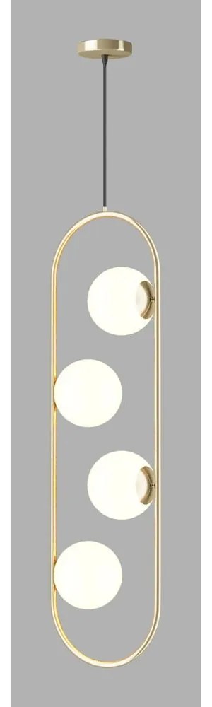 Lampadario dorato con paralume in vetro Club – Squid Lighting