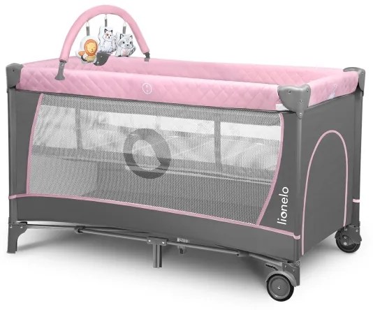 Lionelo - Lettino da viaggio FLOWER Flamingo