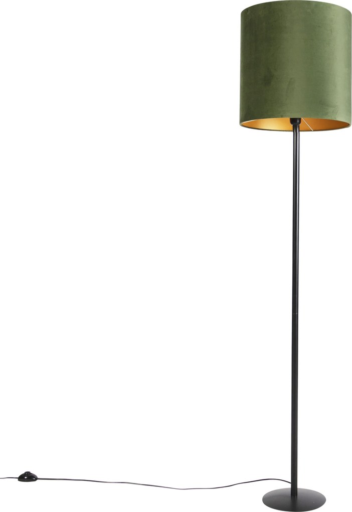 Lampada da terra botanica nera con paralume verde 40 cm - Simplo