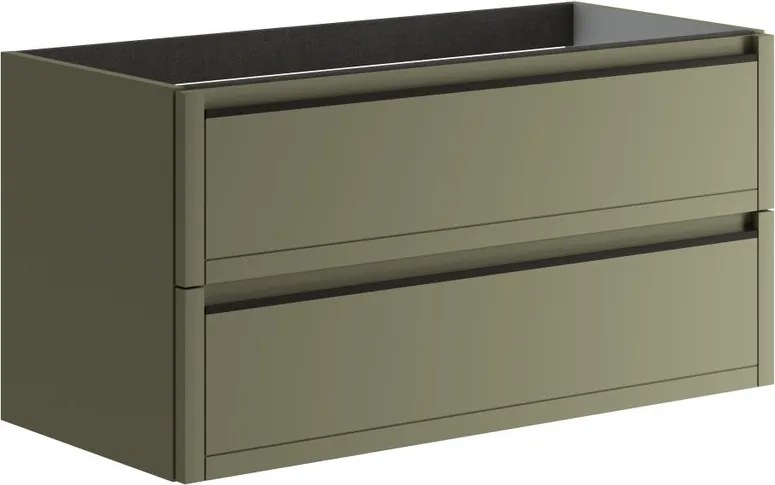 Mobile da bagno sospeso sotto lavabo L 99.5 x H 50 x P 45.5 cm verde salvia opaco, 2 cassetti TRATTO
