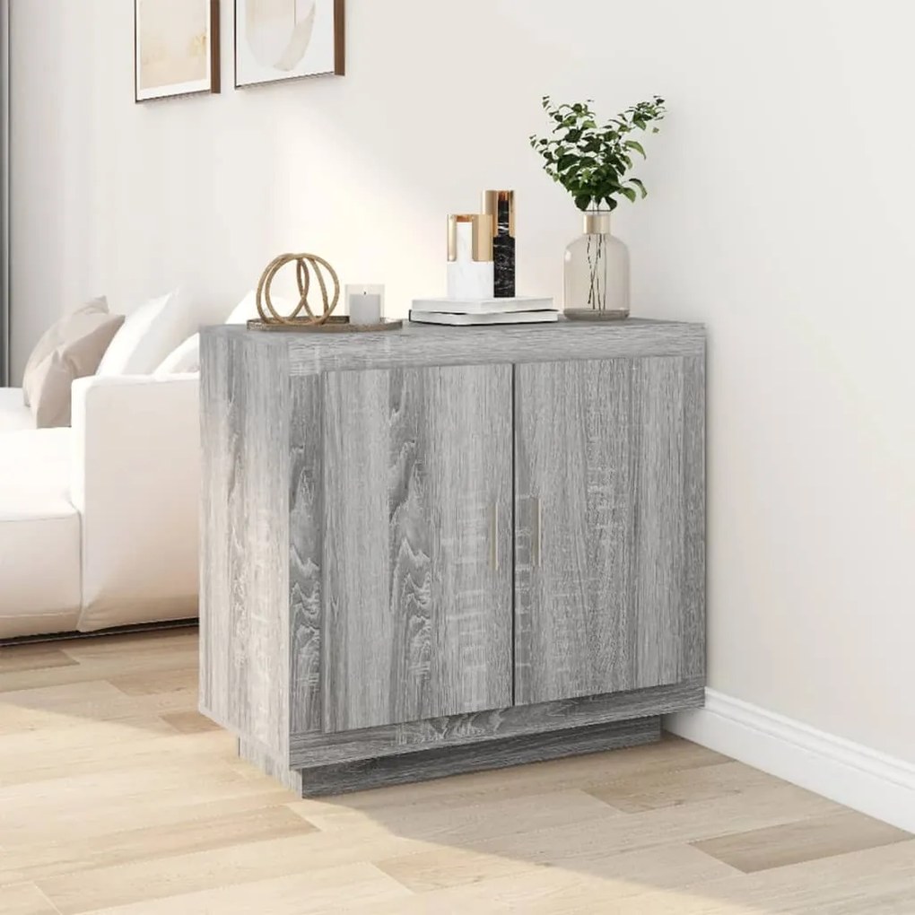 Credenza Grigio Sonoma 80x40x75 Cm İn Legno Multistrato /