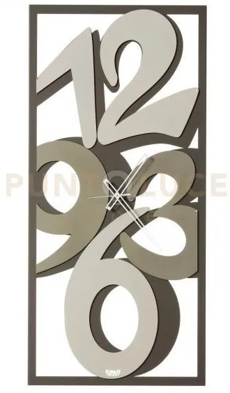 Orologio rettangolare da parete vision fango, avorio e sabbia   49x...