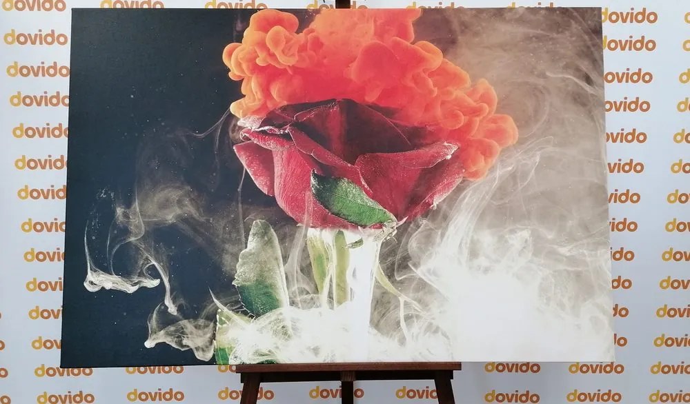Stampa su tela – Rose con elementi astratti