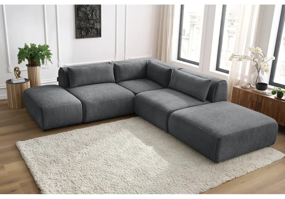 Divano angolare grigio (variabile) Jeanne - Bobochic Paris