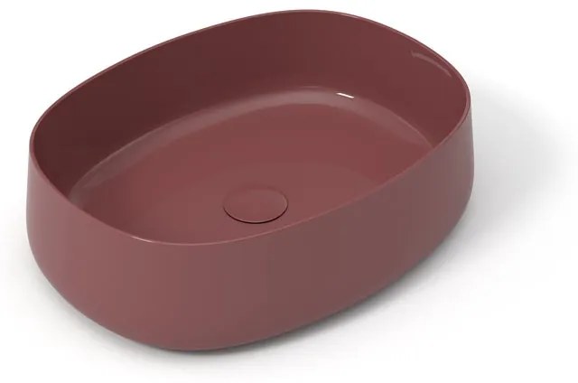 Lavabo da appoggio OLYMPIA CERAMICA ovale piletta non inclusa in ceramica L 50 x H 15 x P 40 cm rosso piletta non inclusa